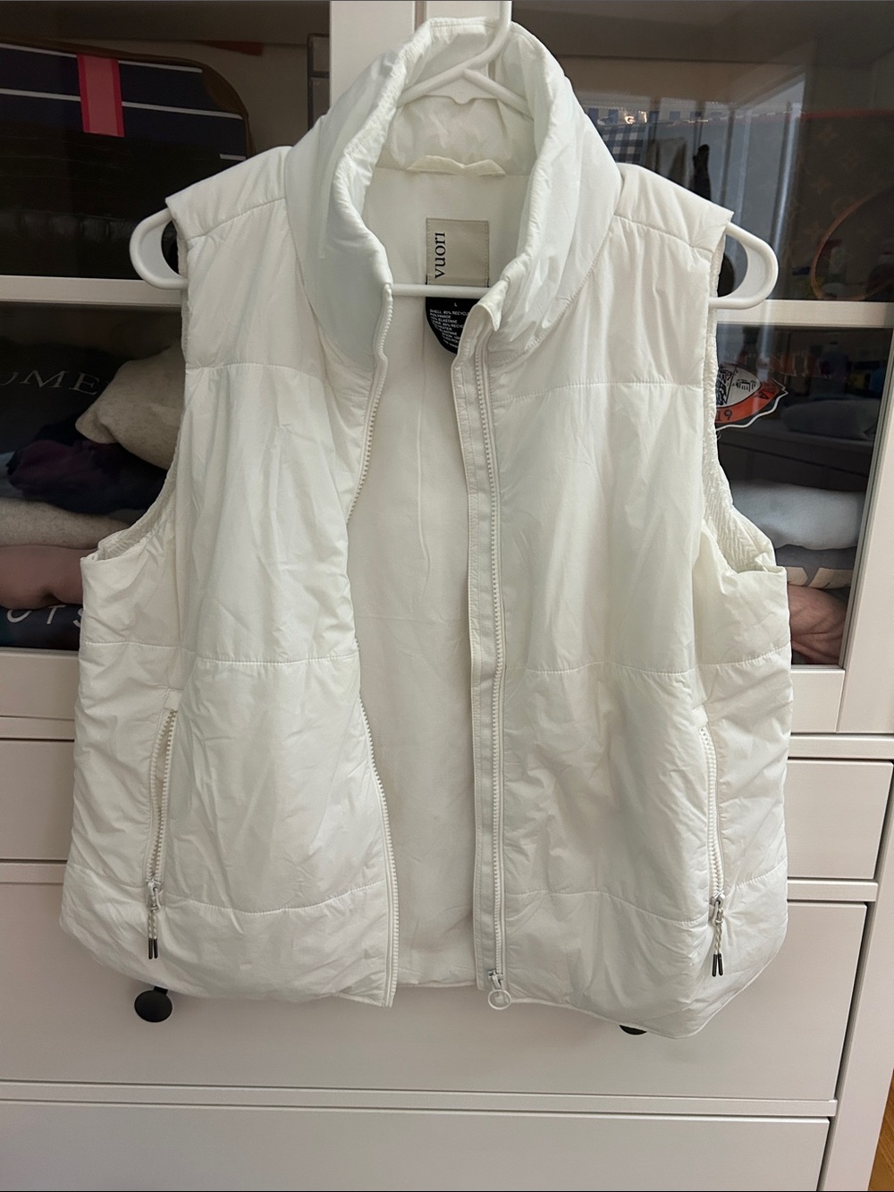 Vuori White Quilted Puffer Vest with Stand Collar - Picture 1 of 3